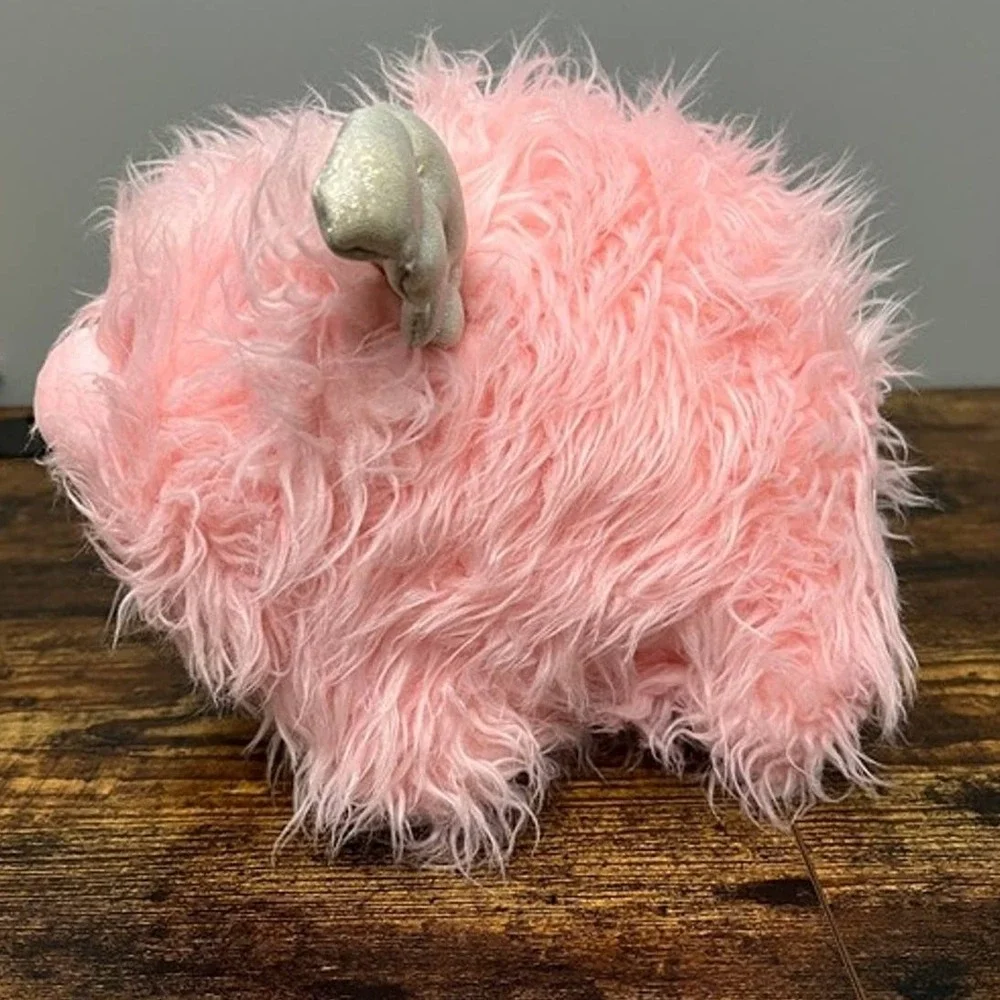 Justice Flying Pink Pig Plush Silver Wings Shaggy Stuffed Animal Toy P10029-0118